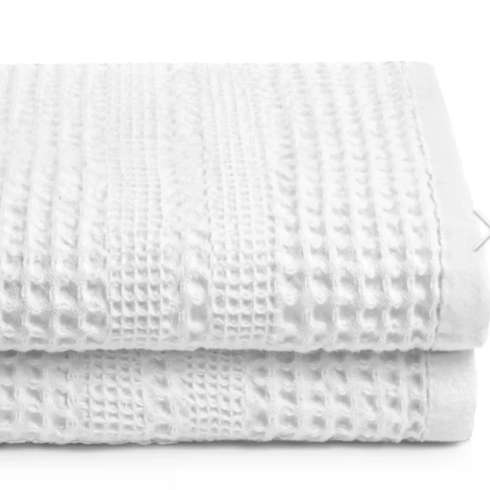 2 Gilden Tree Waffle Weave Cotton White Bath Towels